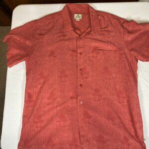 Solitude Short Sleeve Palm Tree XL Rayon Red Casual Button-Down Shirt